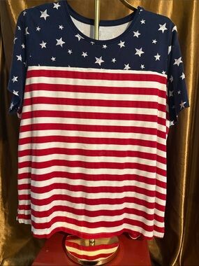 Kim Rogers Navy, Red & White Short Sleeve Star & Stripe Tee